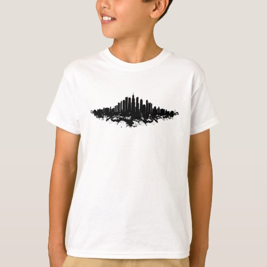 Chicago City Skyline Waterverf Zwart-wit T-shirt (Voorkant)