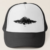 Chicago City Skyline Waterverf Zwart-wit Trucker Pet (Voorkant)