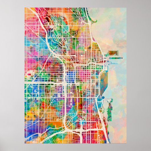Chicago City Street Map Poster (Voorkant)