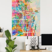 Chicago City Street Map Poster (Thuiskantoor)