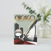 Chicago City vintage auto reisposter Briefkaart (Staand voorkant)
