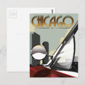 Chicago City vintage auto reisposter Briefkaart (Voorkant / Achterkant)