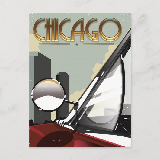 Chicago City vintage auto reisposter Briefkaart (Voorkant)