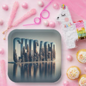 Chicago City Waterreflectie Papieren Bordje (Feest)