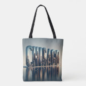 Chicago City Waterreflectie Tote Bag (Achterkant)