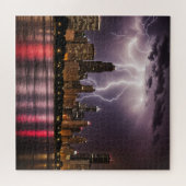 Chicago City wolkenkrabbers met bliksem Legpuzzel (Horizontaal)