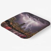 Chicago City wolkenkrabbers met bliksem Papieren Bordje (Gebogen)