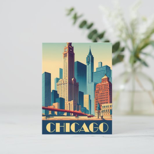 Chicago, City wolkenkrabbers, reizen Briefkaart (Staand voorkant)