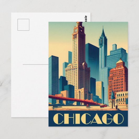 Chicago, City wolkenkrabbers, reizen Briefkaart (Voorkant / Achterkant)