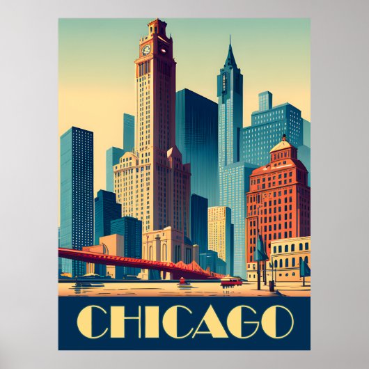 Chicago, City wolkenkrabbers, reizen Poster (Voorkant)