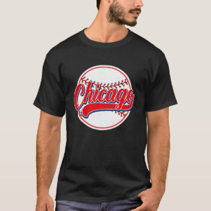  Chicago Cityscape Baseball voor mannen T-shirt