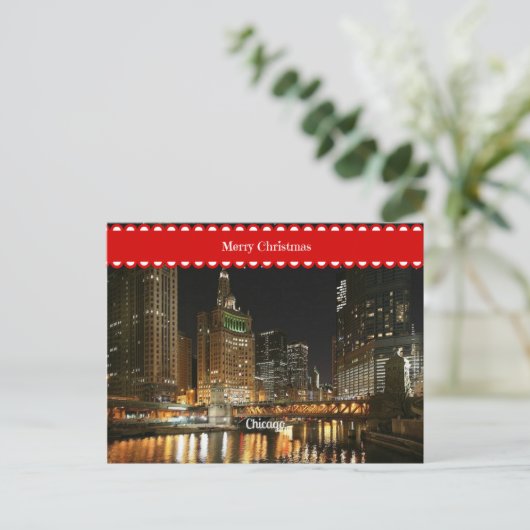 Chicago cityscape, kerstcadeautjes briefkaart (Staand voorkant)