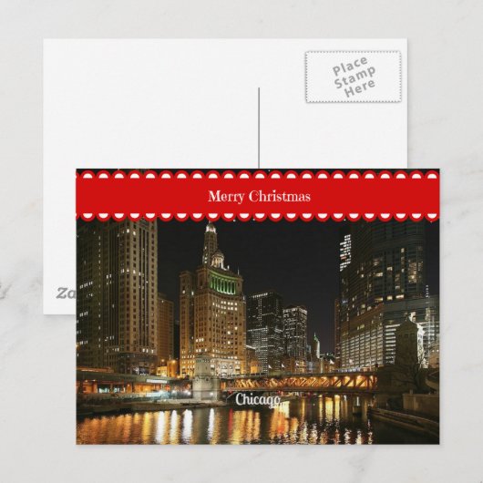 Chicago cityscape, kerstcadeautjes briefkaart (Voorkant / Achterkant)