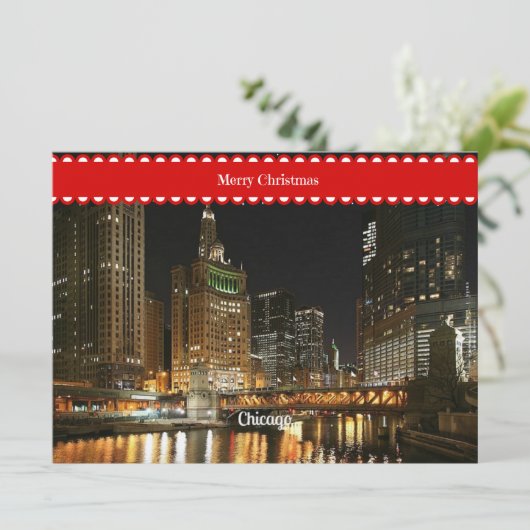 Chicago cityscape, kerstcadeautjes, kaart (Staand voorkant)