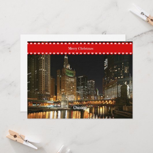 Chicago cityscape, kerstcadeautjes, kaart (Voorkant / Achterkant in situ)