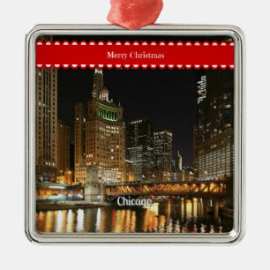 Chicago cityscape, kerstcadeautjes, metalen ornament