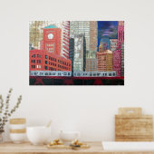 Chicago Cityscape met El Train Poster (Keuken)