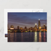 Chicago Cityscape Night Briefkaart (Voorkant / Achterkant)