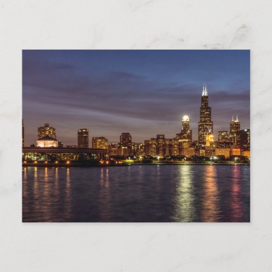 Chicago Cityscape Night Briefkaart (Voorkant)