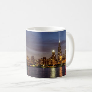 Chicago Cityscape Night Coffee Mok