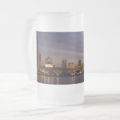 Chicago Cityscape Night Frosted Glass Beer Mok (Voorkant links)
