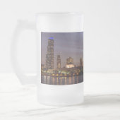 Chicago Cityscape Night Frosted Glass Beer Mok (Links)