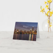Chicago Cityscape Night - Hartelijk dank Kaart (Gele Bloem)