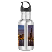Chicago Cityscape Night New Stainless Steel Water Waterfles (Achterkant)