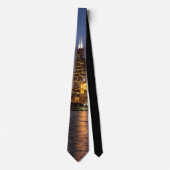 Chicago Cityscape Night Stropdas (Voorkant)