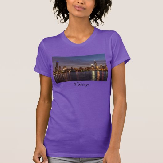 Chicago Cityscape Night T-Shirt (Voorkant)