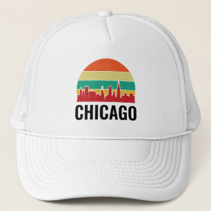 Chicago Cityscape  Sunset Trucker Hat Pet