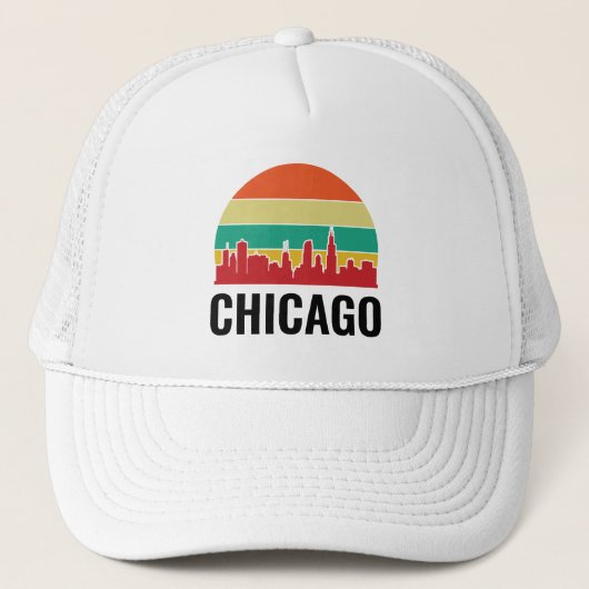 Chicago Cityscape  Sunset Trucker Hat Trucker Pet (Voorkant)