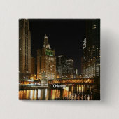 Chicago cityscape vierkante button 5,1 cm (Voorkant)