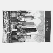 Chicago Cityscape Zwart Wit Theedoek (Horizontaal)