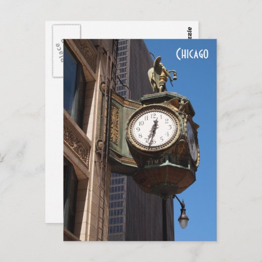 Chicago Clock Briefkaart (Voorkant / Achterkant)
