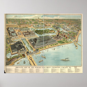 Chicago Columbian Exhibit 1893 Panoramic Map Poster
