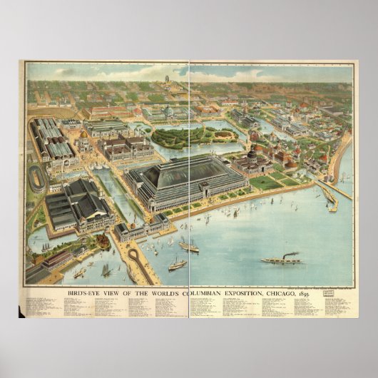 Chicago Columbian Exhibit 1893 Panoramic Map Poster (Voorkant)