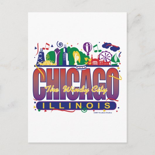 Chicago-Confetti Briefkaart (Voorkant)