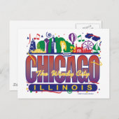 Chicago-Confetti Briefkaart (Voorkant / Achterkant)