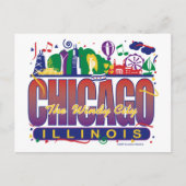 Chicago-Confetti Briefkaart (Voorkant)