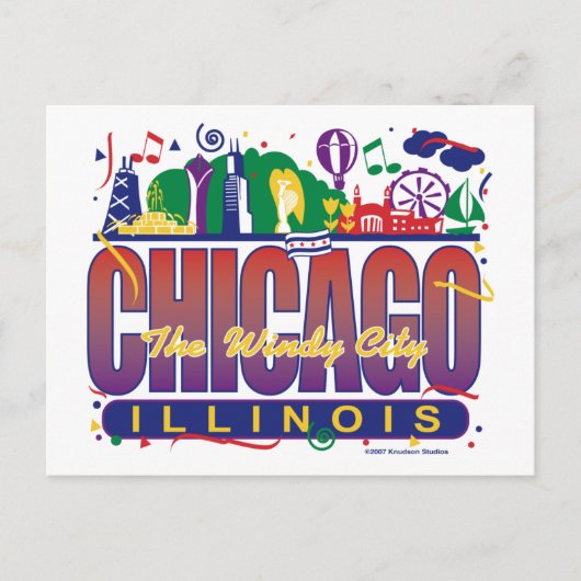 Chicago-Confetti Briefkaart (Voorkant)