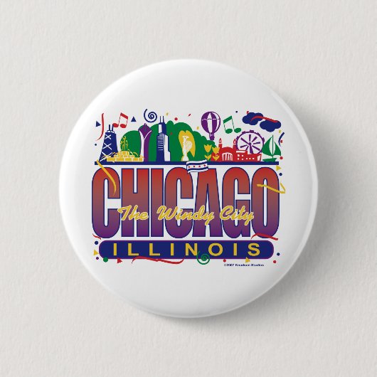 Chicago-Confetti Ronde Button 5,7 Cm (Voorkant)