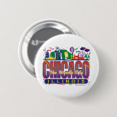 Chicago-Confetti Ronde Button 5,7 Cm (Voorkant /achterkant)