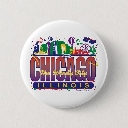 Chicago-Confetti Ronde Button 5,7 Cm (Voorkant)