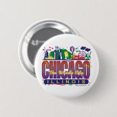 Chicago-Confetti Ronde Button 5,7 Cm (Voorkant /achterkant)