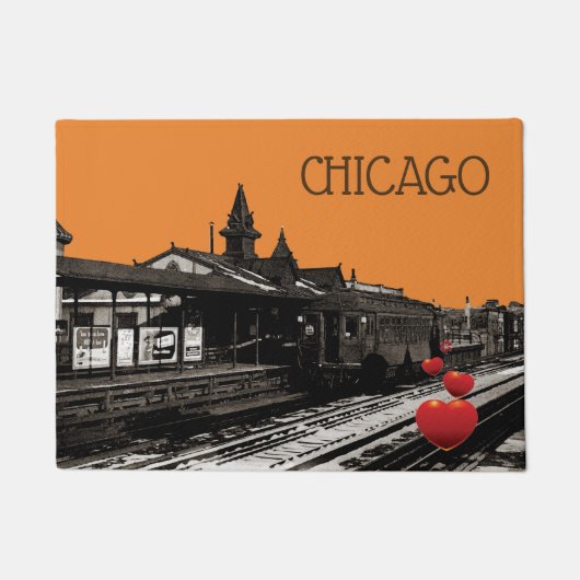 chicago CTA TRain op Station 1950 Foto Deurmat (Voorkant)