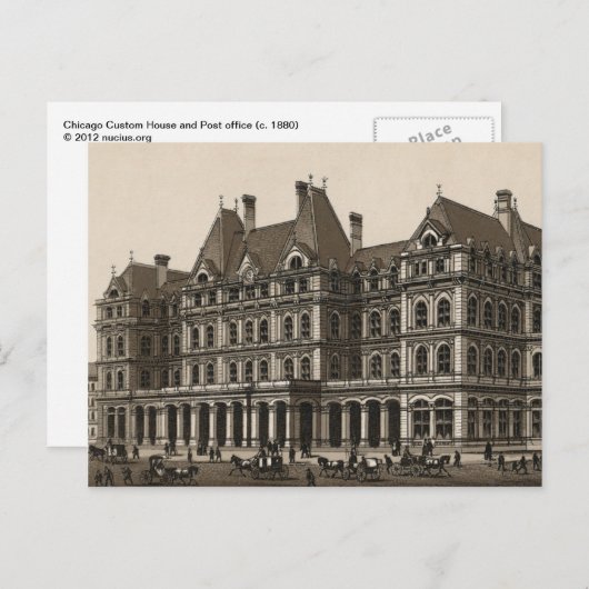 Chicago Custom House and Post kantoor (c. 1880) Briefkaart (Voorkant / Achterkant)
