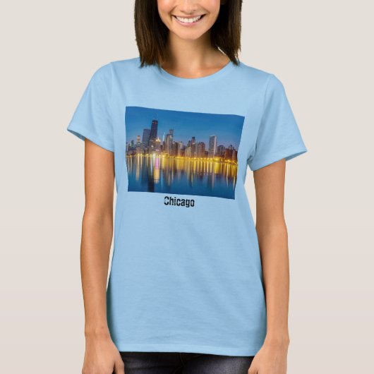 Chicago Dawn Cityscape 3/4 Sleeve T-Shirt (Voorkant)
