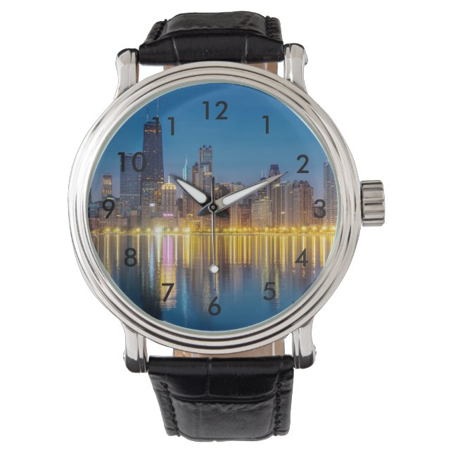 Chicago Dawn Cityscape Horloge (Voorkant)