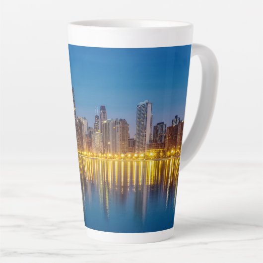 Chicago Dawn Cityscape Latte Mok (Rechterhoek)